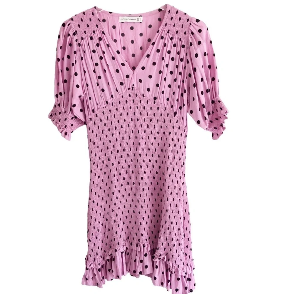 Faithful The Brand Dress Margherita Mini Pink Black Polka Dot Size 4 Small - Picture 4 of 12